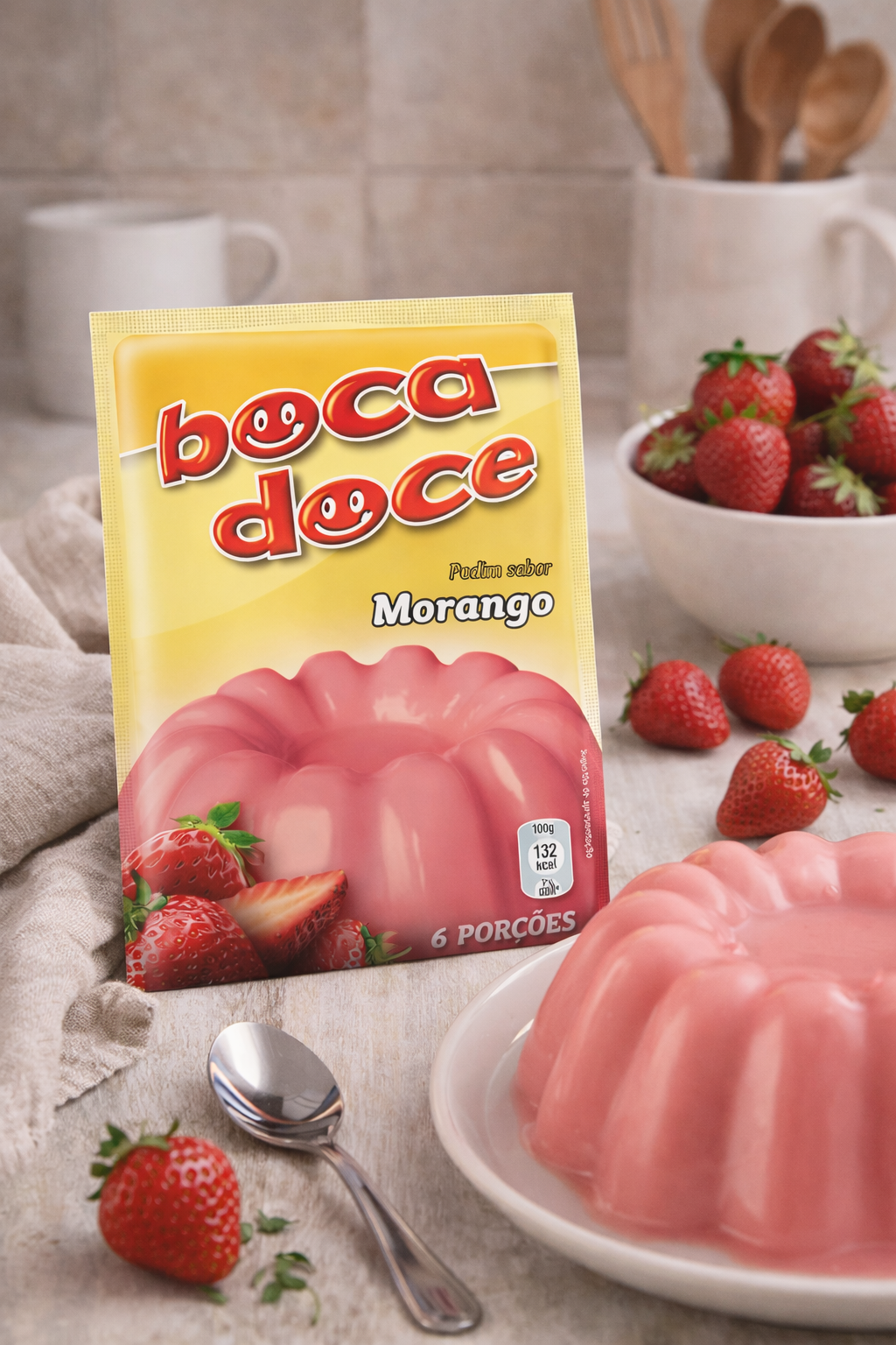Boca Doce Strawberry Pudding Mix (Pudim Sabor Morango) – Portuguese Dessert