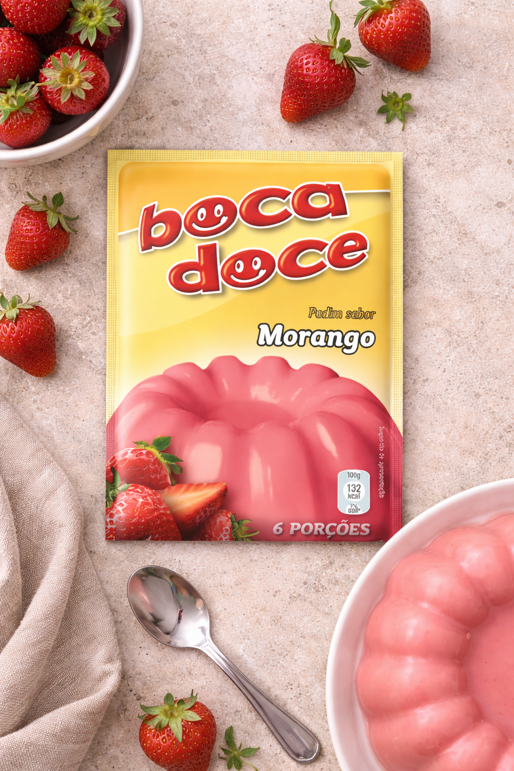 Boca Doce Strawberry Pudding Mix (Pudim Sabor Morango) – Portuguese Dessert