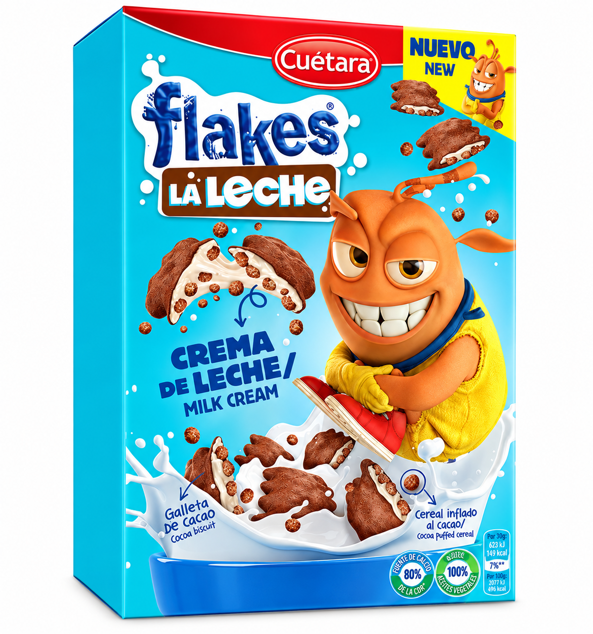 Cuétara Flakes La Leche 350g – Cocoa Biscuits Filled with Milk Cream