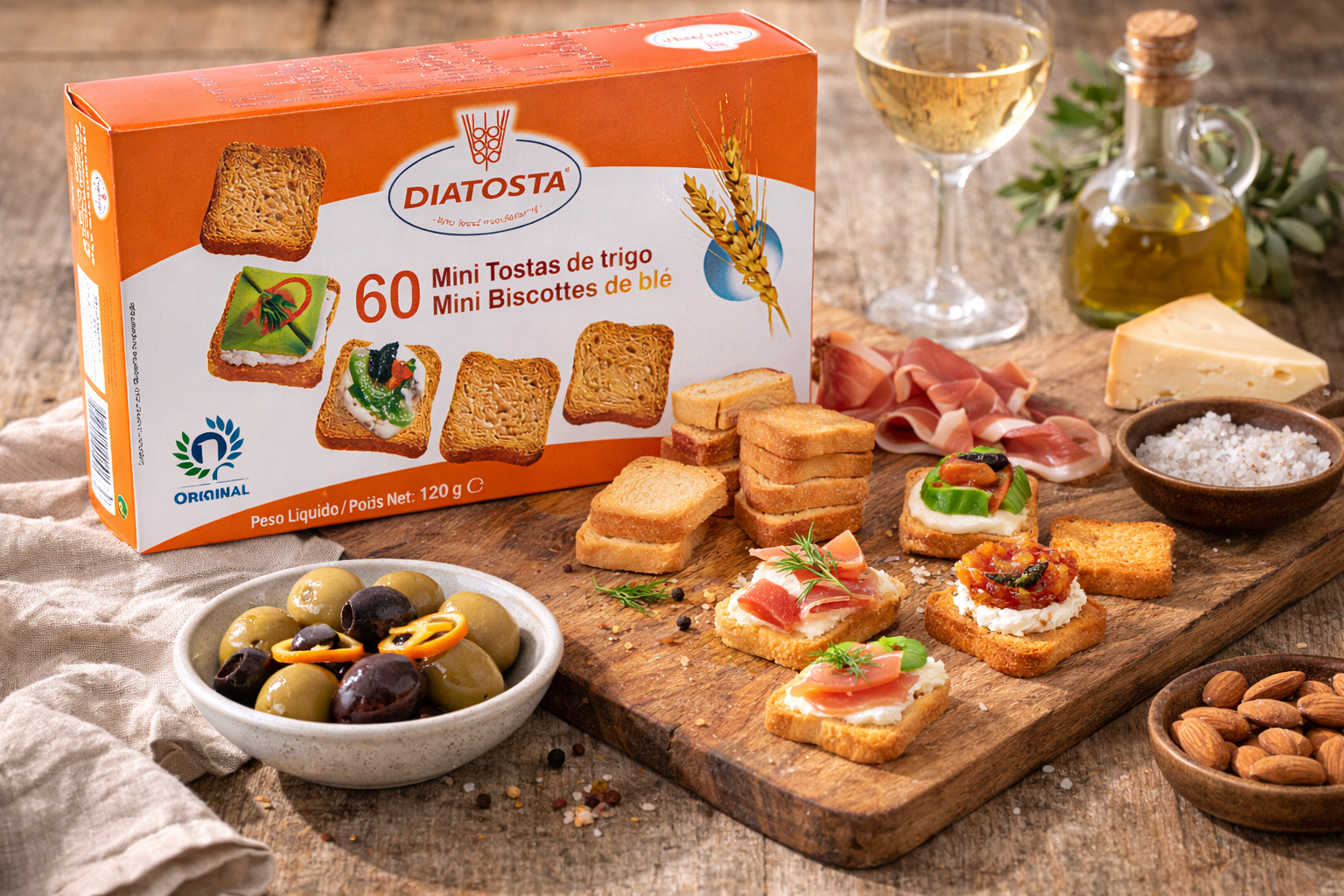 Diatosta Mini Tostas de Trigo (Whole Wheat) 120g