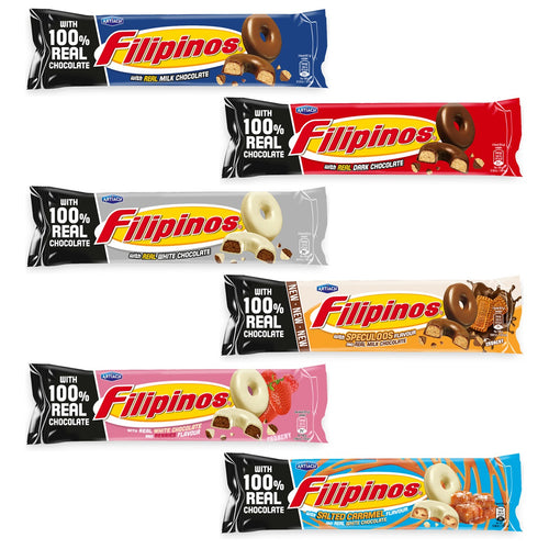 Artiach Filipinos chocolate biscuits – all 6 flavors: milk, dark, white chocolate, speculoos, berries and salted caramel