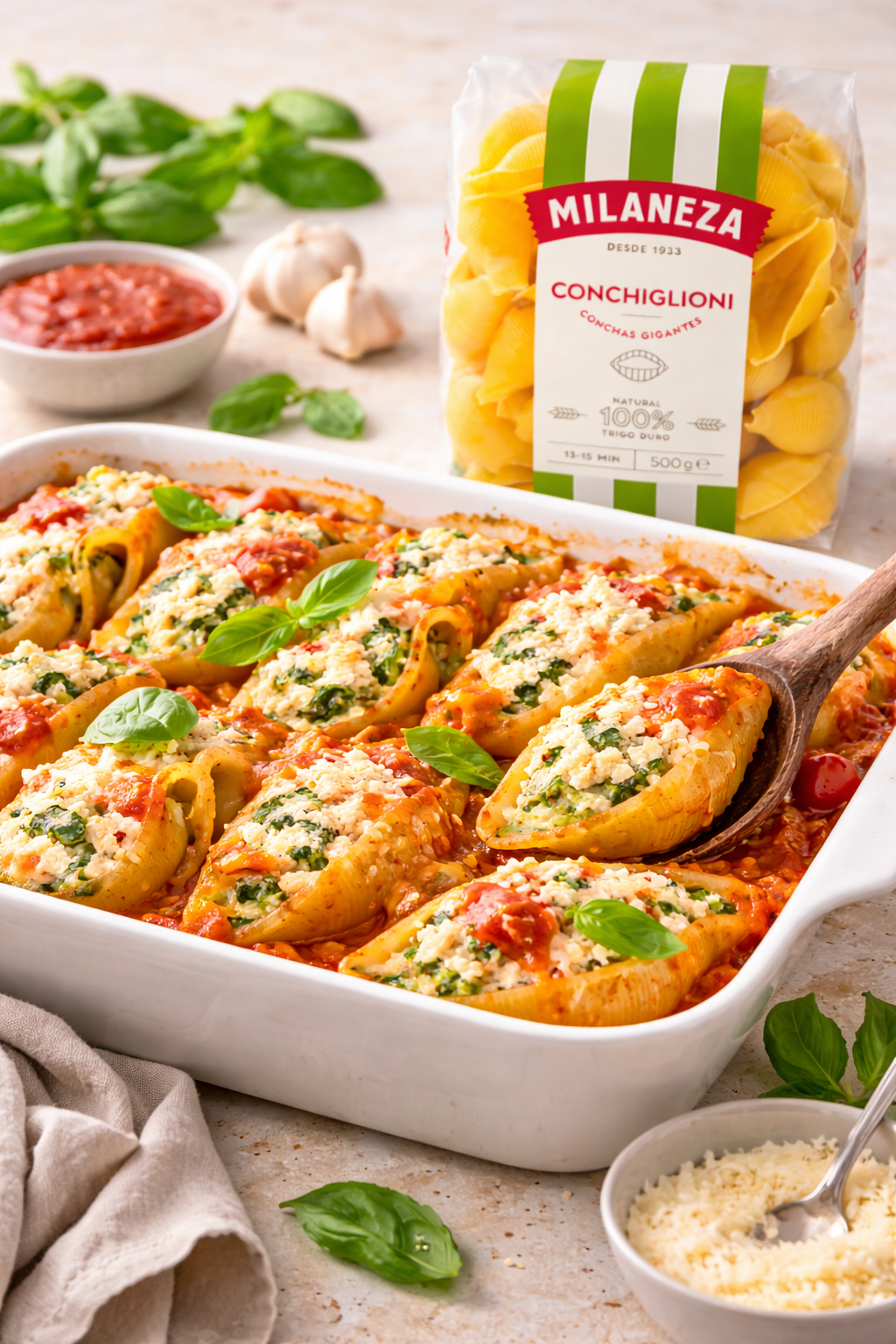 Milaneza Conchiglioni (Conchas Gigantes) – 100% Durum Wheat Pasta – 500g