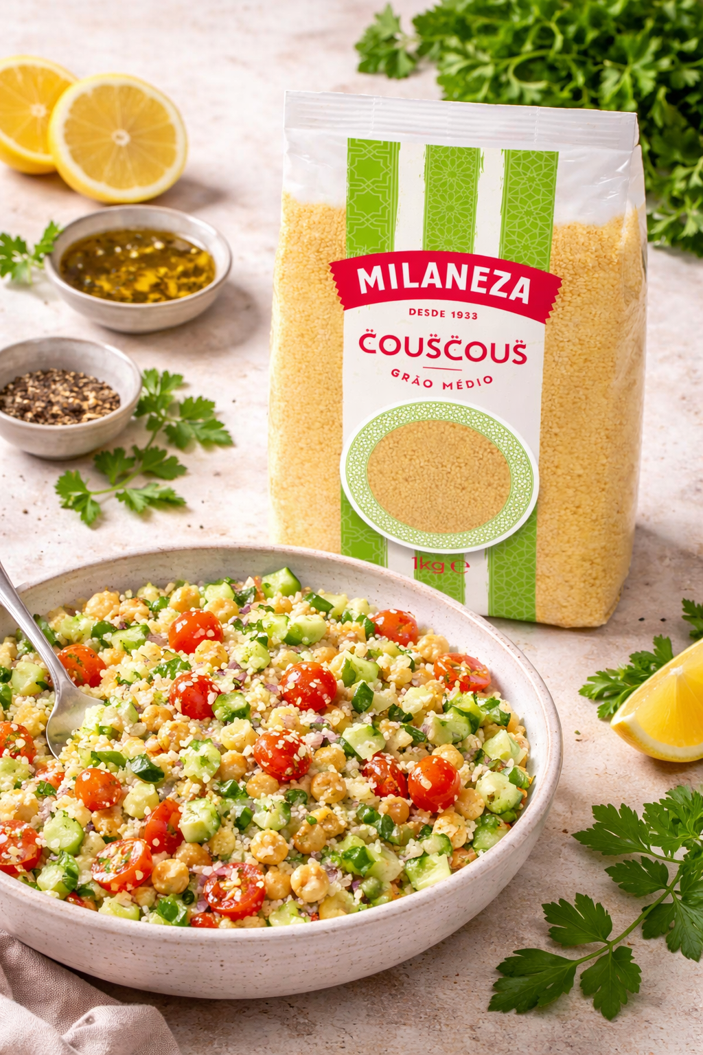 Milaneza Couscous Medium Grain (Grão Médio) – 100% Durum Wheat – 1kg