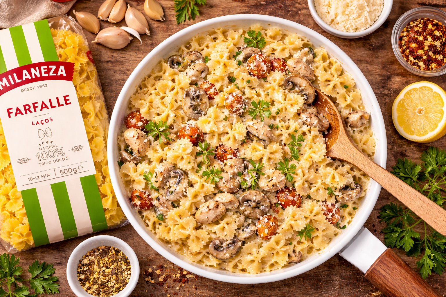 Milaneza Farfalle (Laços) Pasta – 100% Durum Wheat Bowtie Pasta from Portugal – 500g