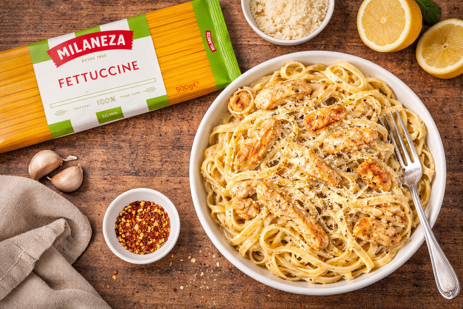Milaneza Fettuccine Pasta 500g – 100% Durum Wheat Portuguese Pasta