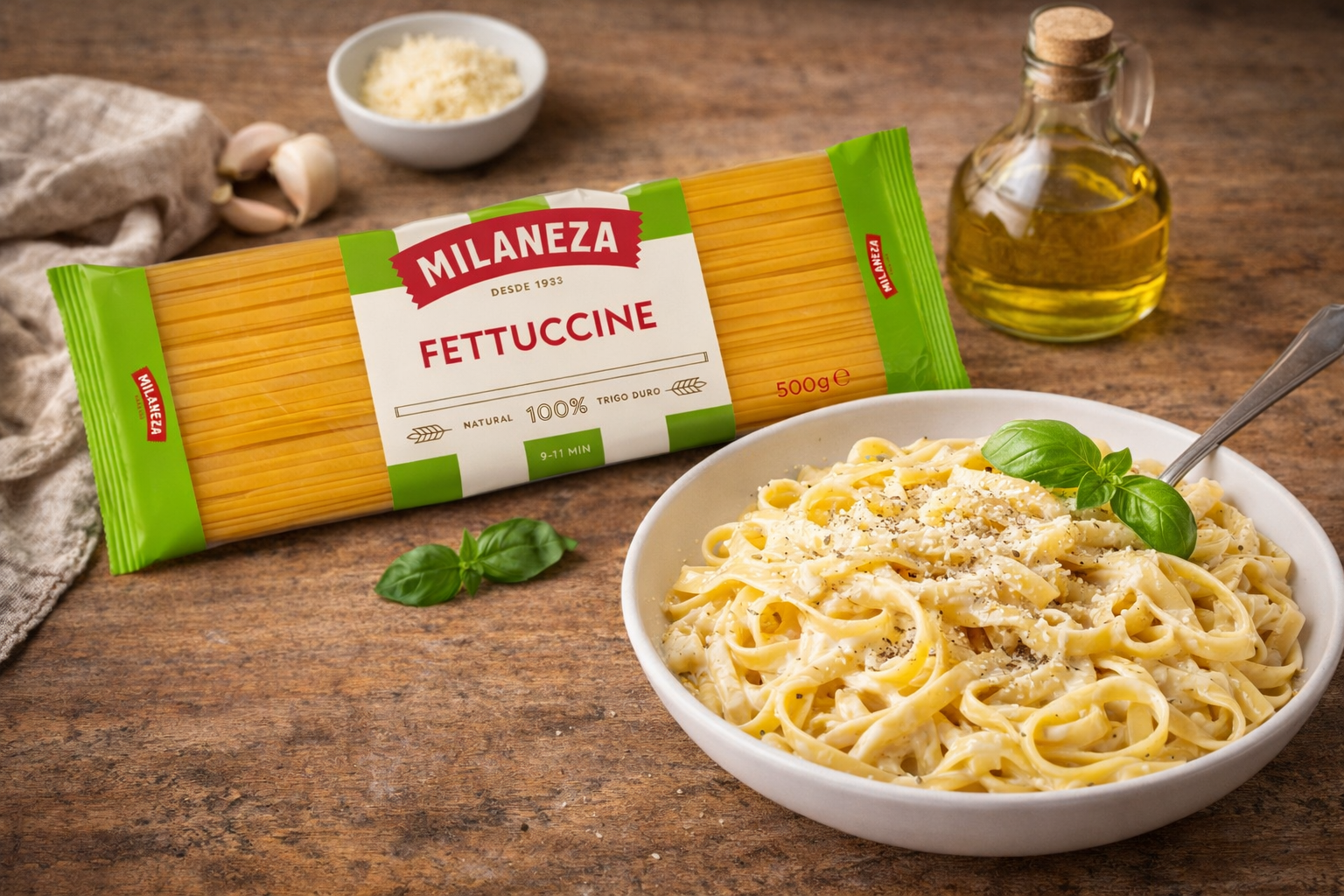 Milaneza Fettuccine Pasta 500g – 100% Durum Wheat Portuguese Pasta