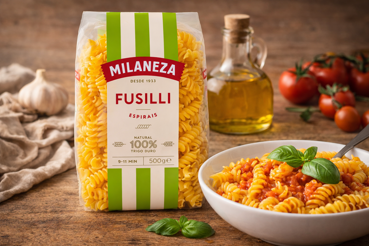 Milaneza Fusilli Espirais Pasta 500g – 100% Durum Wheat Portuguese Pasta