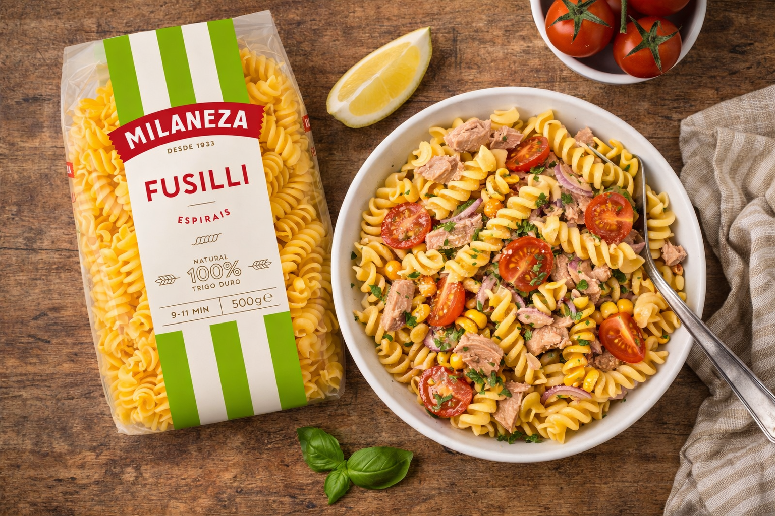 Milaneza Fusilli Espirais Pasta 500g – 100% Durum Wheat Portuguese Pasta