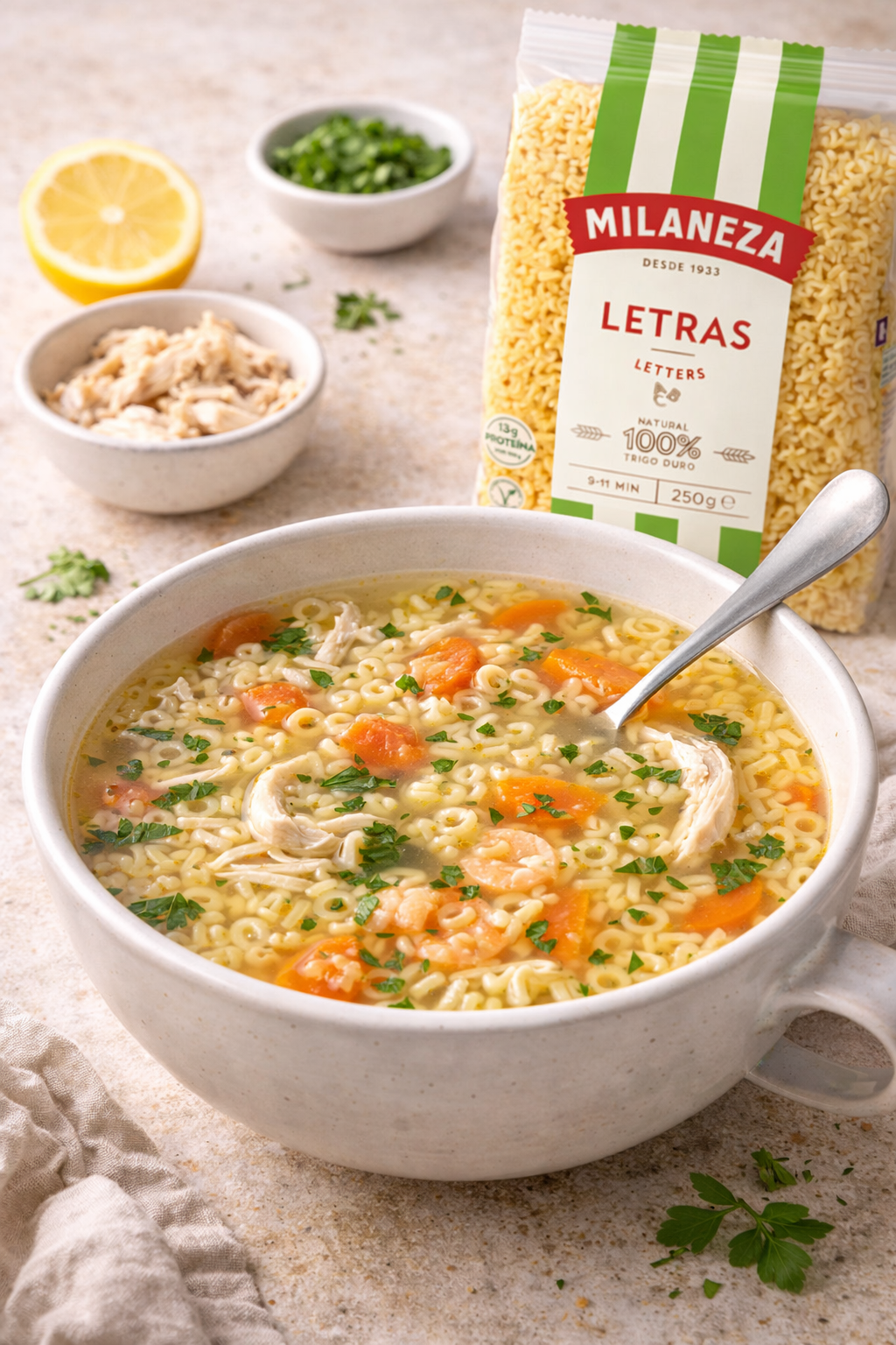 Milaneza Letras (Alphabet Pasta) – 100% Durum Wheat – 250g