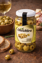 Load image into Gallery viewer, OlivaMira Pitted Green Olives – Portuguese Green Olives 360g
