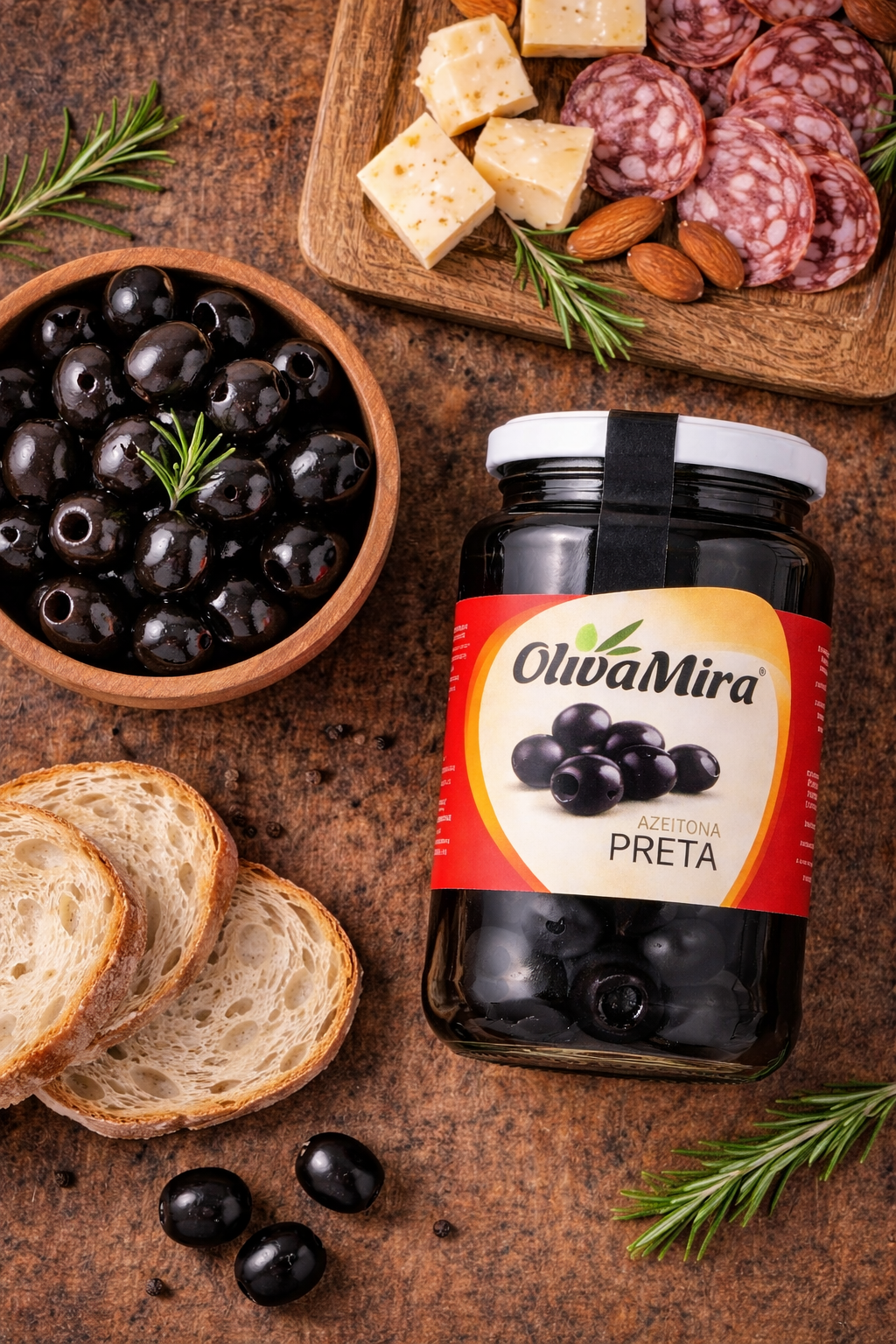 OlivaMira Whole Black Olives – Portuguese Black Olives 360g