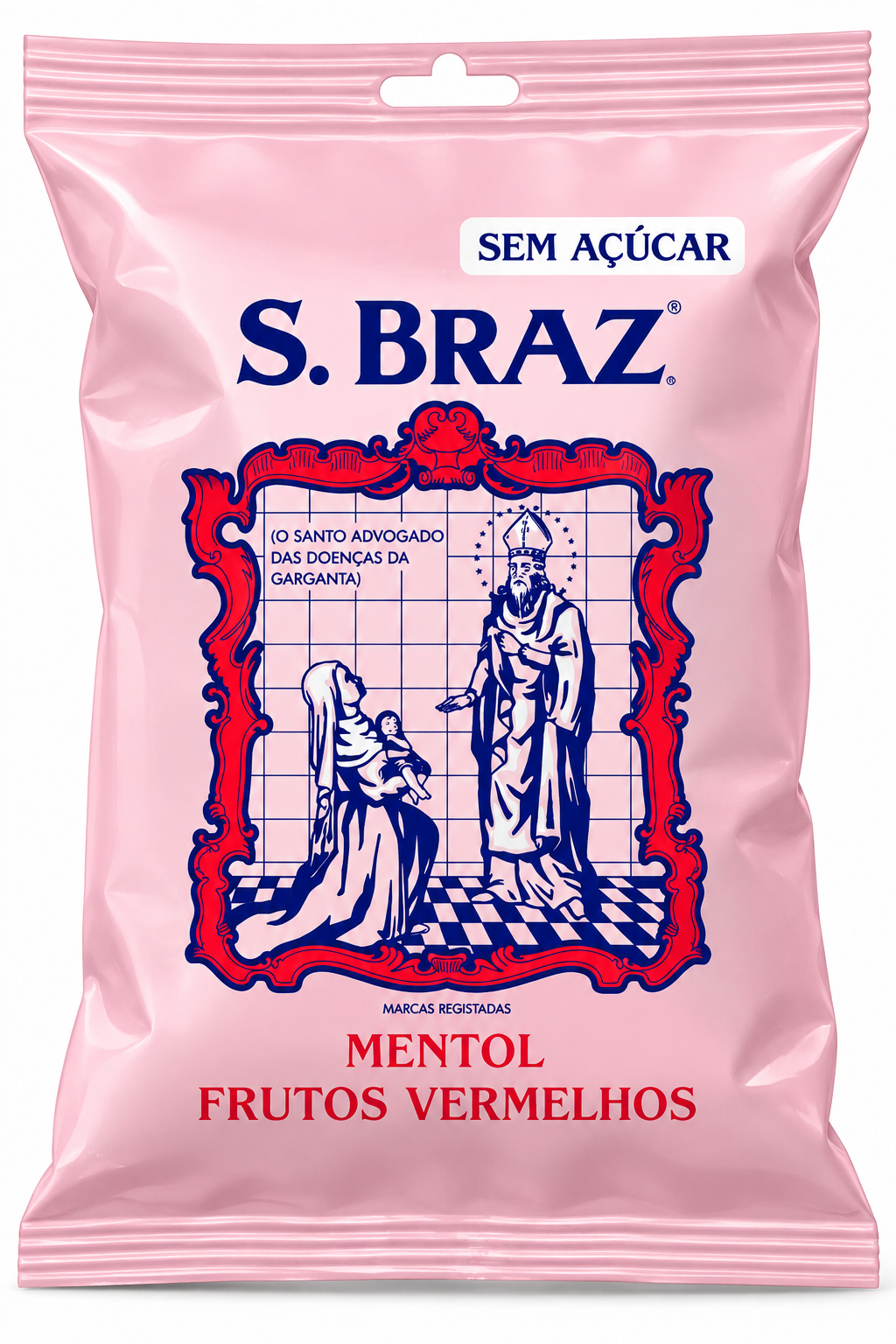 S. Braz Rebuçados Mentol Frutos Vermelhos 100g – Sugar-Free Menthol Red Berry Drops