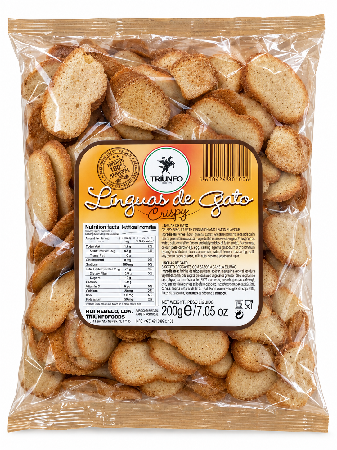 Triunfo Línguas de Gato – Portuguese Cinnamon & Lemon Biscuits
