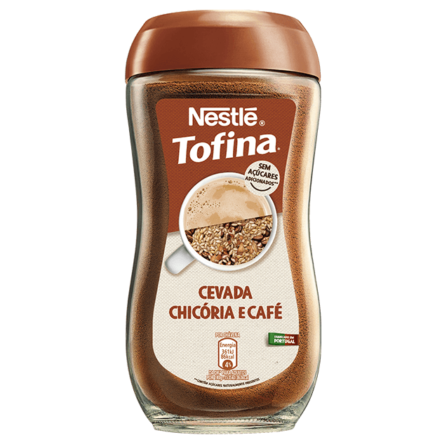 Nestlé Tofina barley chicory coffee 200g Portuguese caffeine-free coffee alternative on white background