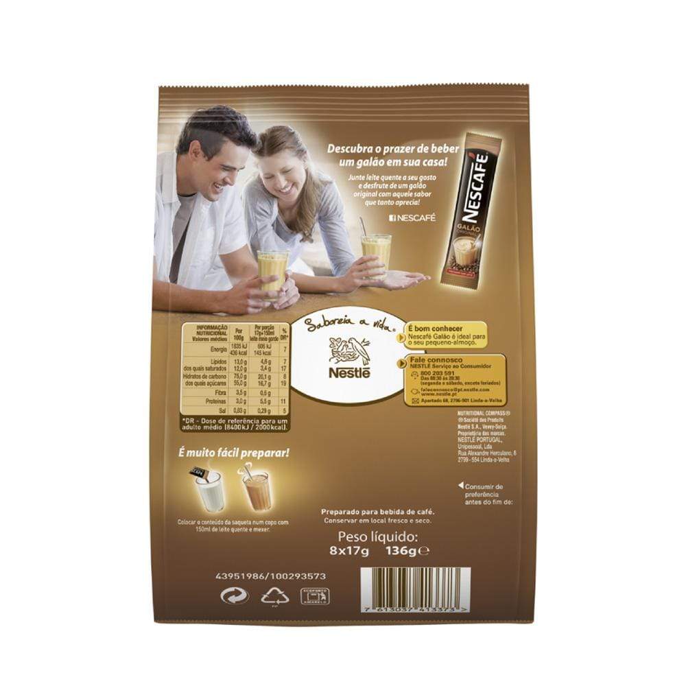 Nescafé Galão Original Instant Coffee Mix (8 x 18g) – Portuguese Coffee
