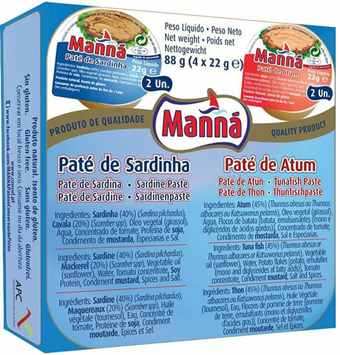 Manna Paté Variety Pack 4 x 22g – Portuguese Tuna & Sardine Paste