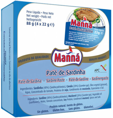 Manna Paté de Sardinha 4 x 22g – Portuguese Sardine Fish Paste