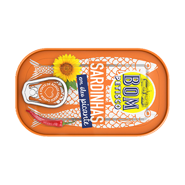 Bom Petisco Sardines in Spicy Vegetable Oil 120g – Portuguese Canned Sardines