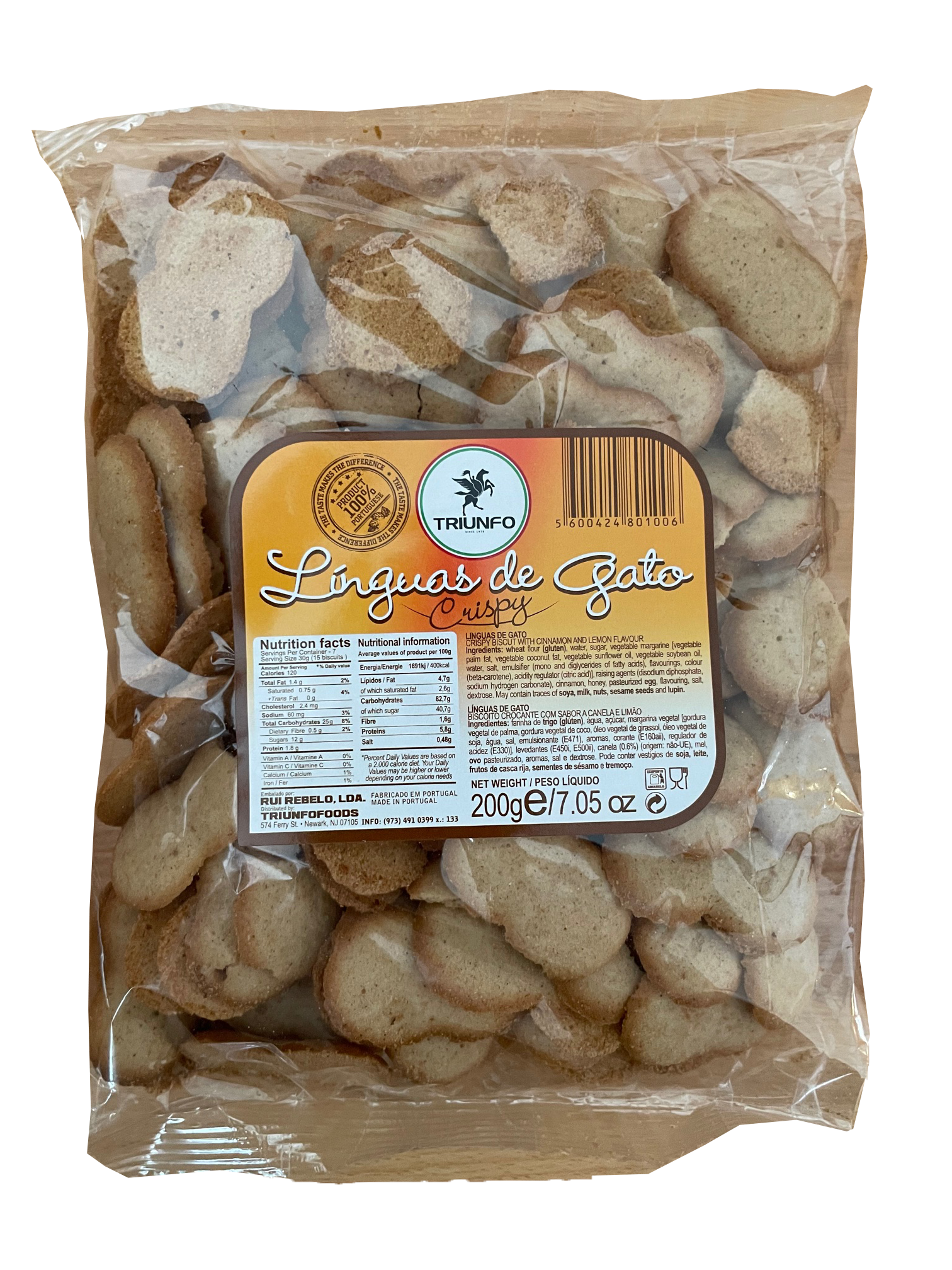 Triunfo Línguas de Gato – Portuguese Cinnamon & Lemon Biscuits