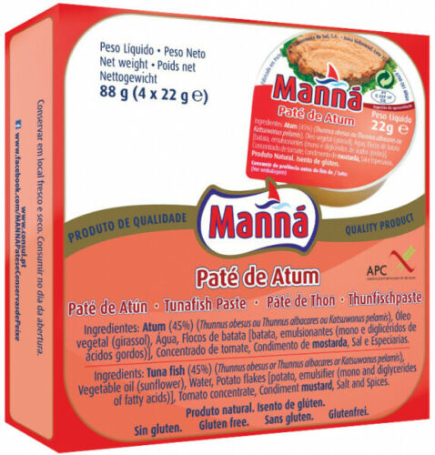 Manna Paté de Atum 4 x 22g – Portuguese Tuna Fish Paste
